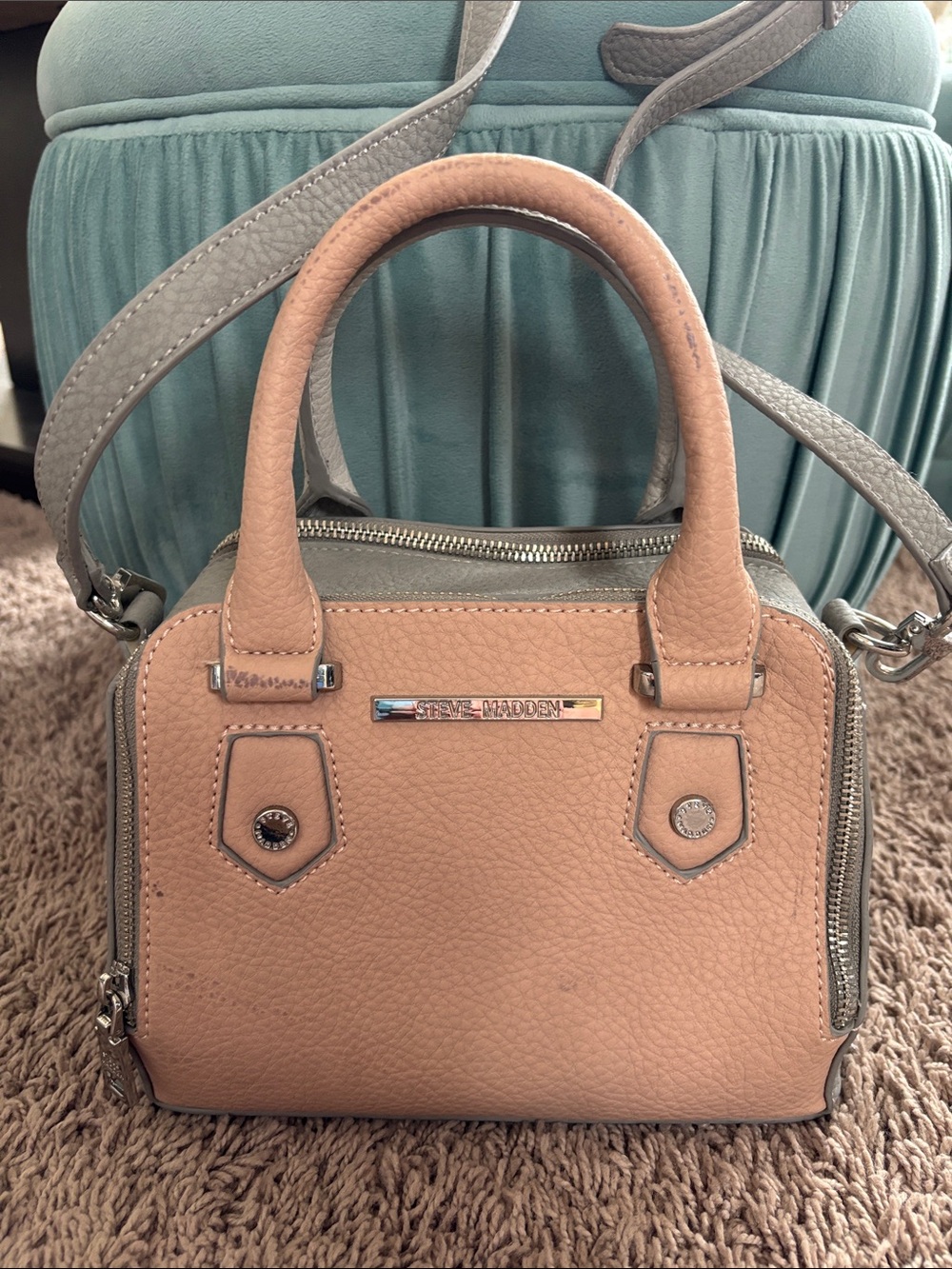 Steve Madden Peach and Gray Mini Satchel
